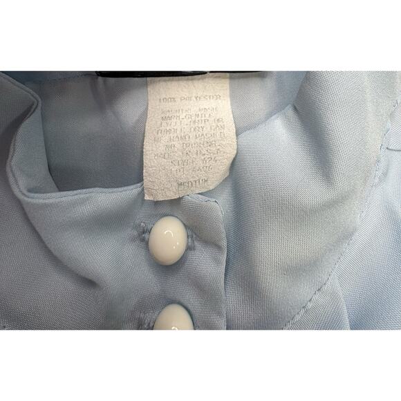 Vintage Rhapsody Womens Med70s Pleated Blouse Light Blue Blouse USA Made - Picture 5 of 9
